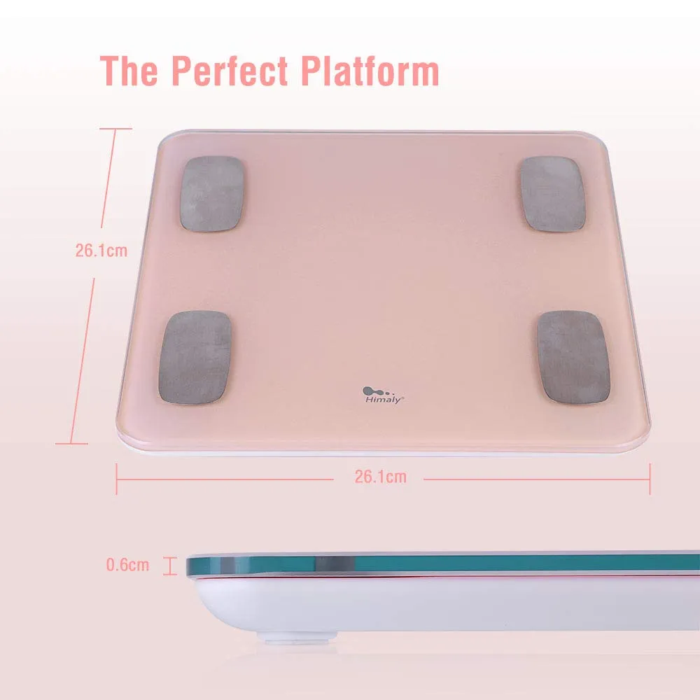himaly Body Fat Scale Smart BMI Scale Digital Bathroom Wireless Weight Scale, Body Composition Analyzer with Smartphone App sync with Bluetooth, 180KG/400 lbs-Pink