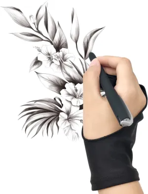 Honbay 2PCS Unisex Black Tablet Drawing Glove Artist Glove for Light Box, Graphic Tablet, Pen Display and iPad Pro Pencil