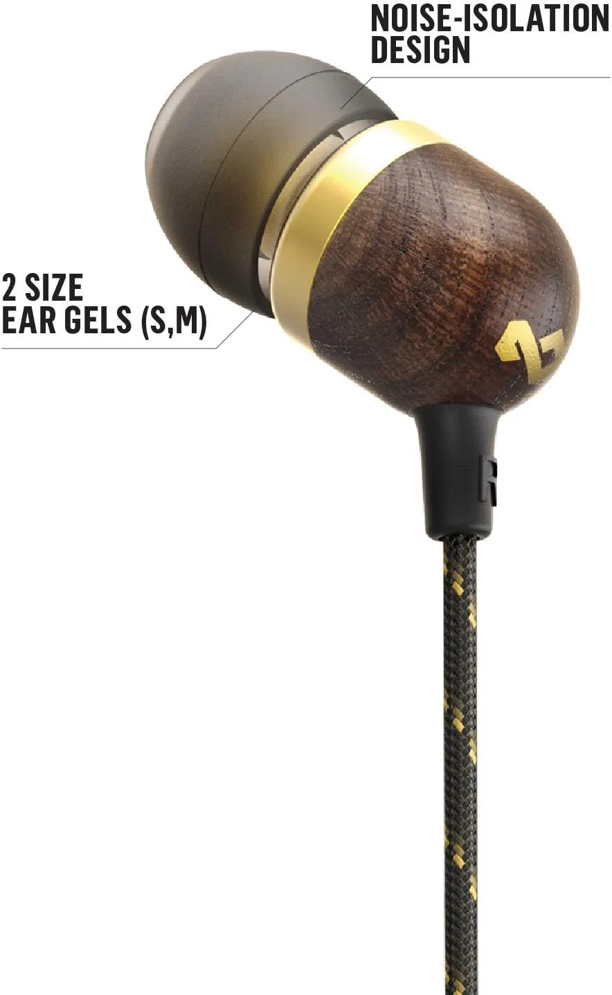 House of Marley Smile Jamaica: Wired Earphones with Microphone, Noise Isolating Design, and Sustainable Materials, Brass