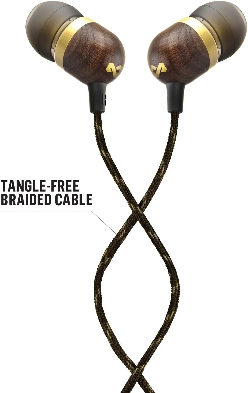House of Marley Smile Jamaica: Wired Earphones with Microphone, Noise Isolating Design, and Sustainable Materials, Brass