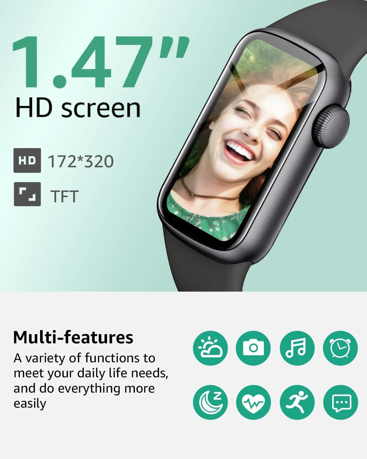 IMFRCHCS Fitness Tracker,Smart Watch with 1.47" Touch Display,137 Sport Modes Fitness Watch with Heart Rate Sleep Monitor, Step Counter,IP68 Waterproof Activity Trackers for Women Men