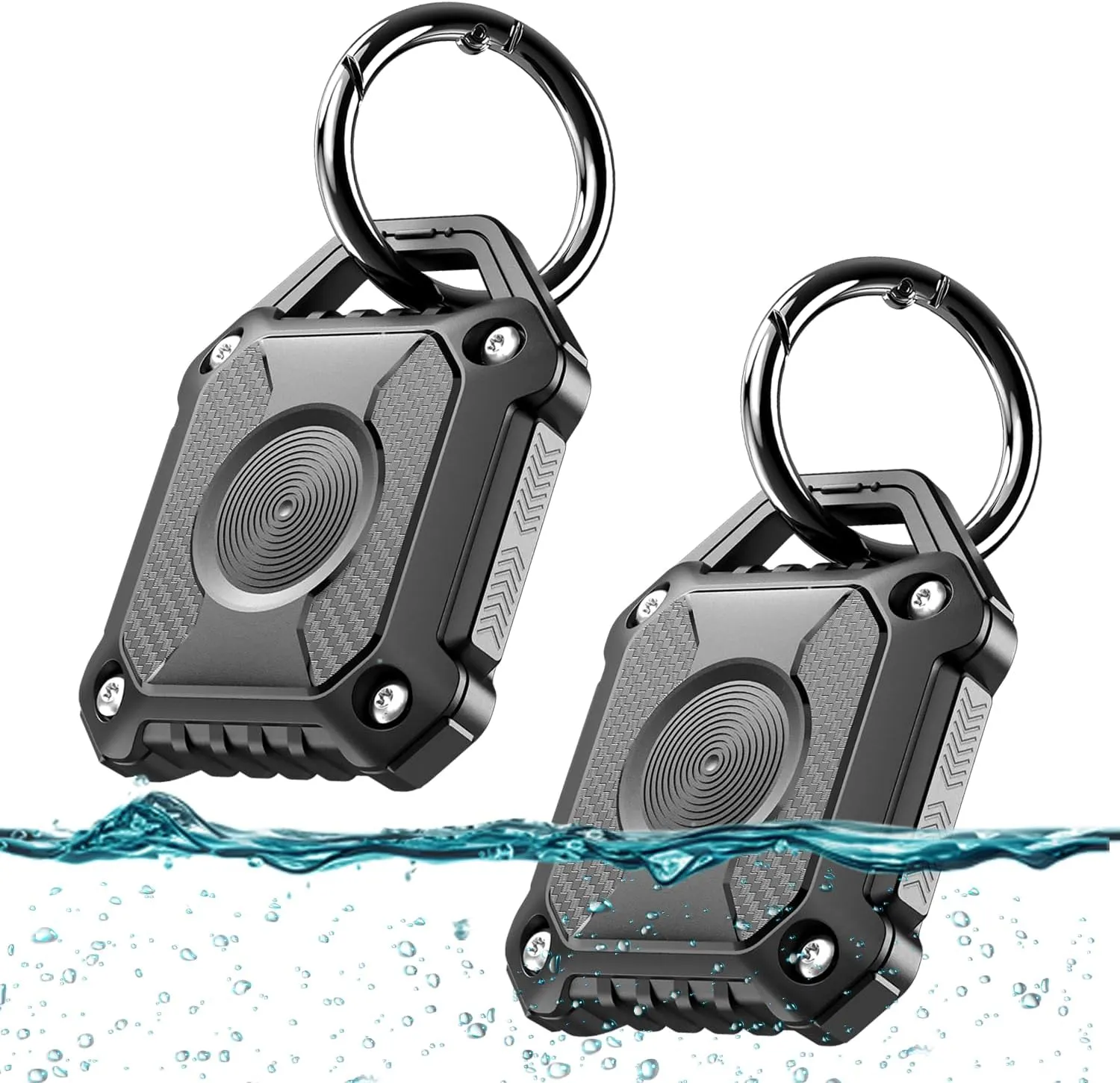 IP68 Waterproof Airtag Holder 2 PackHard TPU Airtag Keychain, 360 Full Protection Airtag Case with Key Chain for Key,Luggage,Dog Collar, Compatible Apple Air tag.