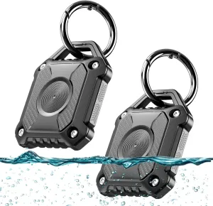 IP68 Waterproof Airtag Holder 2 PackHard TPU Airtag Keychain, 360 Full Protection Airtag Case with Key Chain for Key,Luggage,Dog Collar, Compatible Apple Air tag.