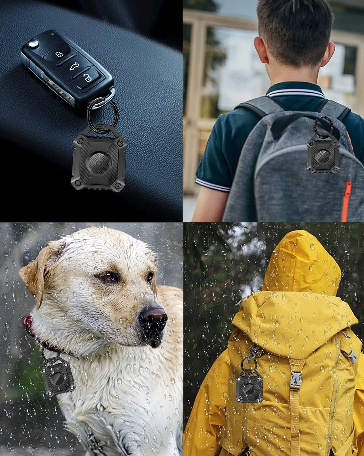 IP68 Waterproof Airtag Holder 2 PackHard TPU Airtag Keychain, 360 Full Protection Airtag Case with Key Chain for Key,Luggage,Dog Collar, Compatible Apple Air tag.