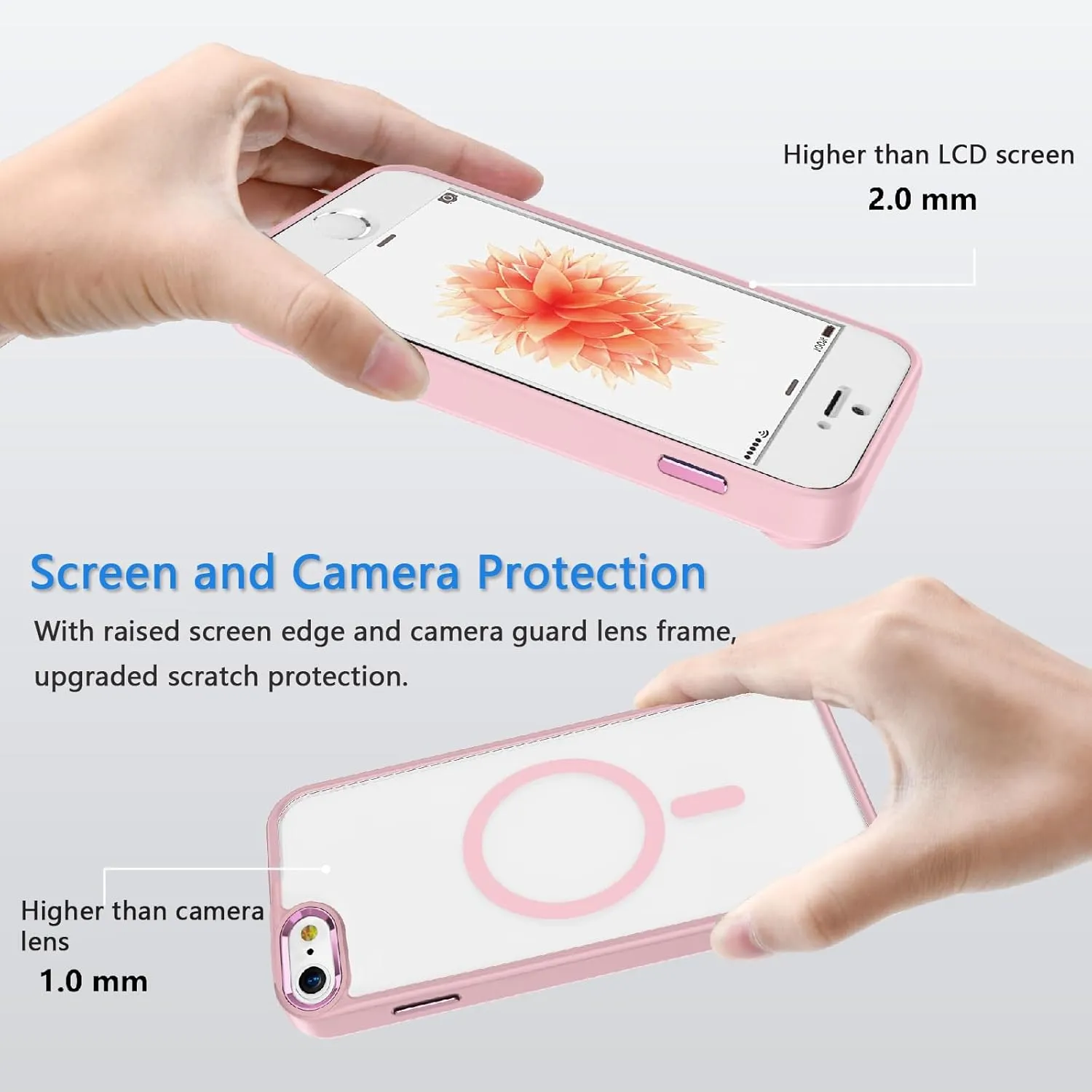 iPhone SE 2022/2020/3rd/2nd Generation & 8/7 Case - Magsafe Compatible, 16 FT Shockproof Military Drop Protection, Magnetic Rugged Clear Phone Case - Pink