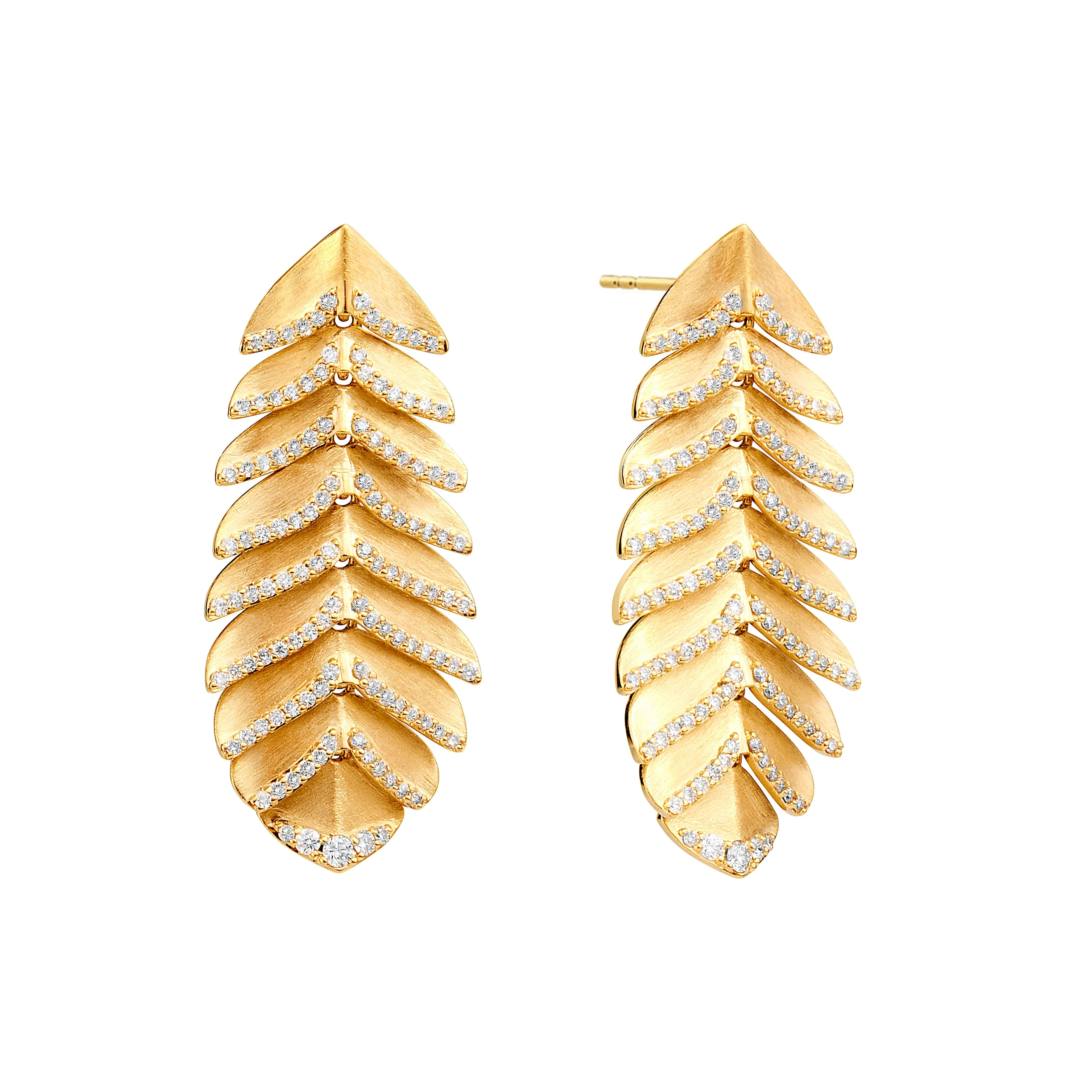 Jardin Satin Feather Diamond Earrings