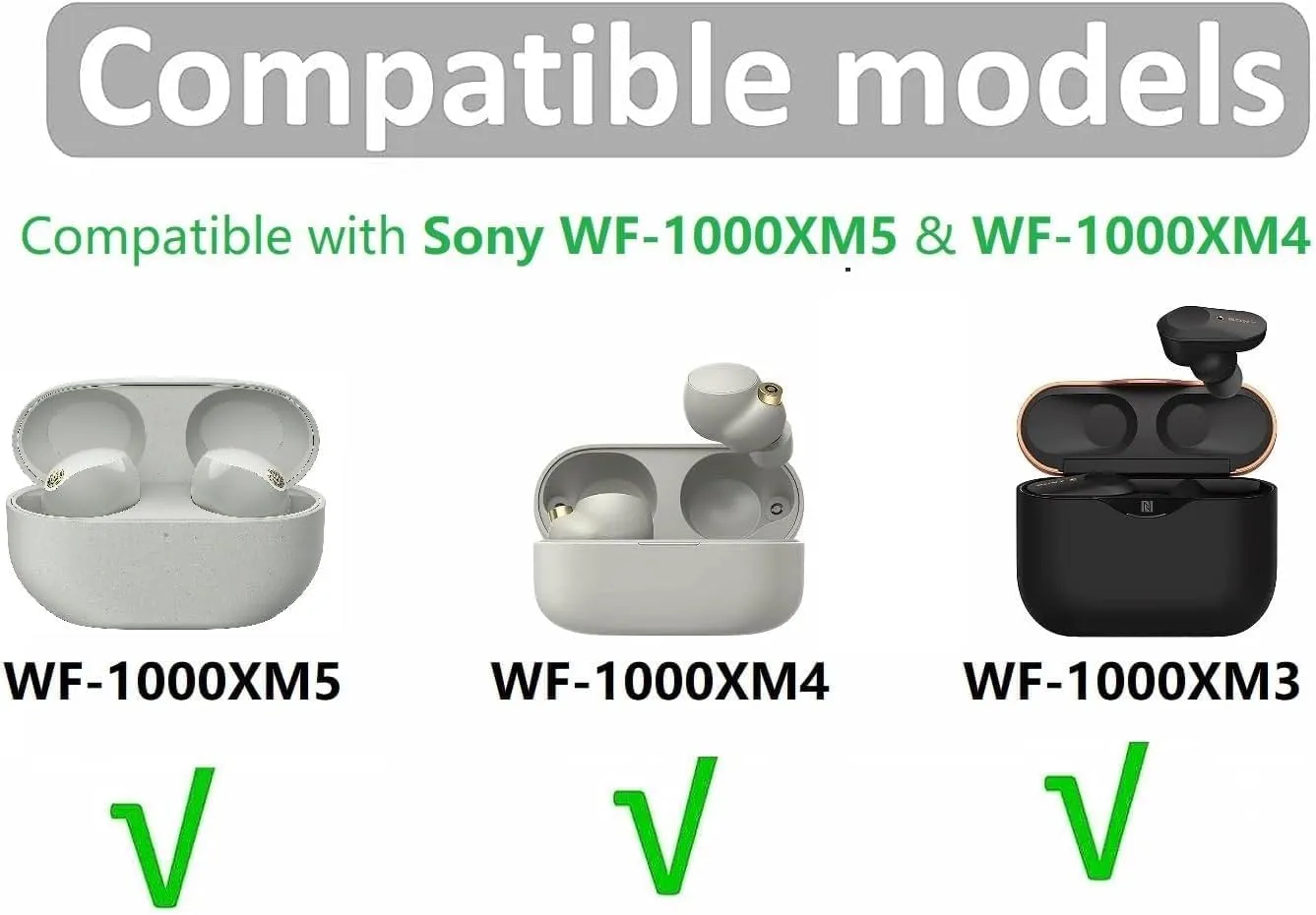 JNSA Replacement Ear Tips Eartips Ear Plug Ear Cap Compatible with Sony WF-1000XM5 / WF-1000XM4, S/M/L/Double Flange Silicone Ear Tip 4 Size 8 Pairs, Fit in Charge Case, Black 23