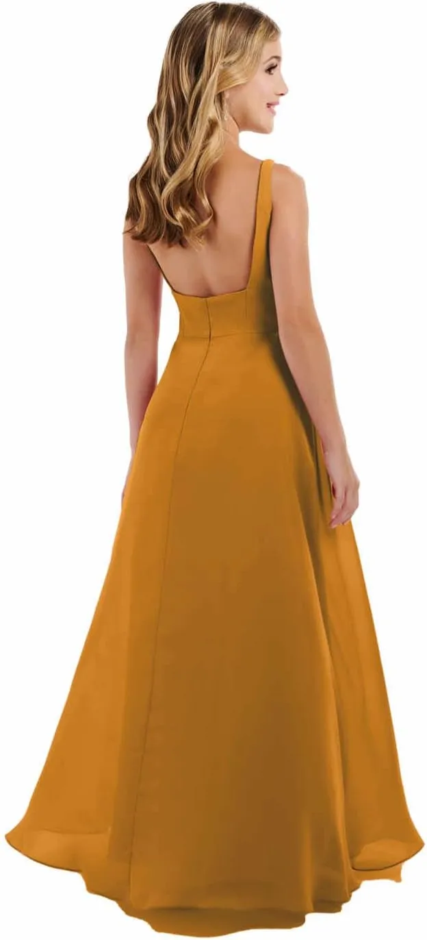 Junior Girls Bridesmaid Dress for Wedding Chiffon Straps Flower Girl Dresses for Teen 2025 Wedding Guest Pageant