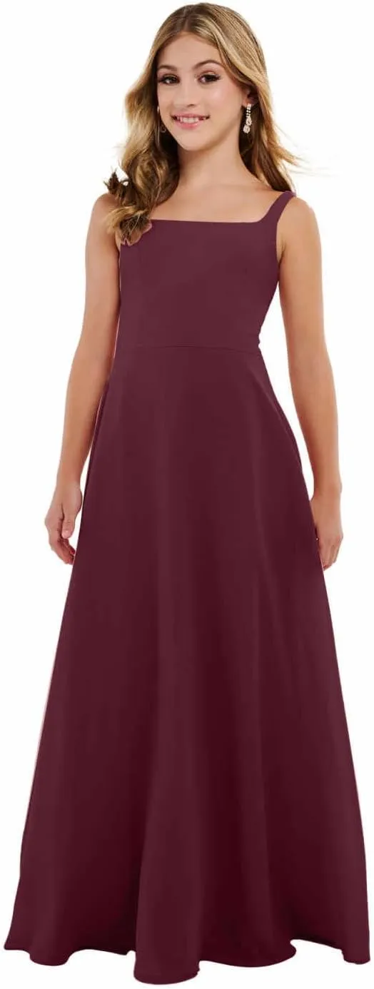 Junior Girls Bridesmaid Dress for Wedding Chiffon Straps Flower Girl Dresses for Teen 2025 Wedding Guest Pageant
