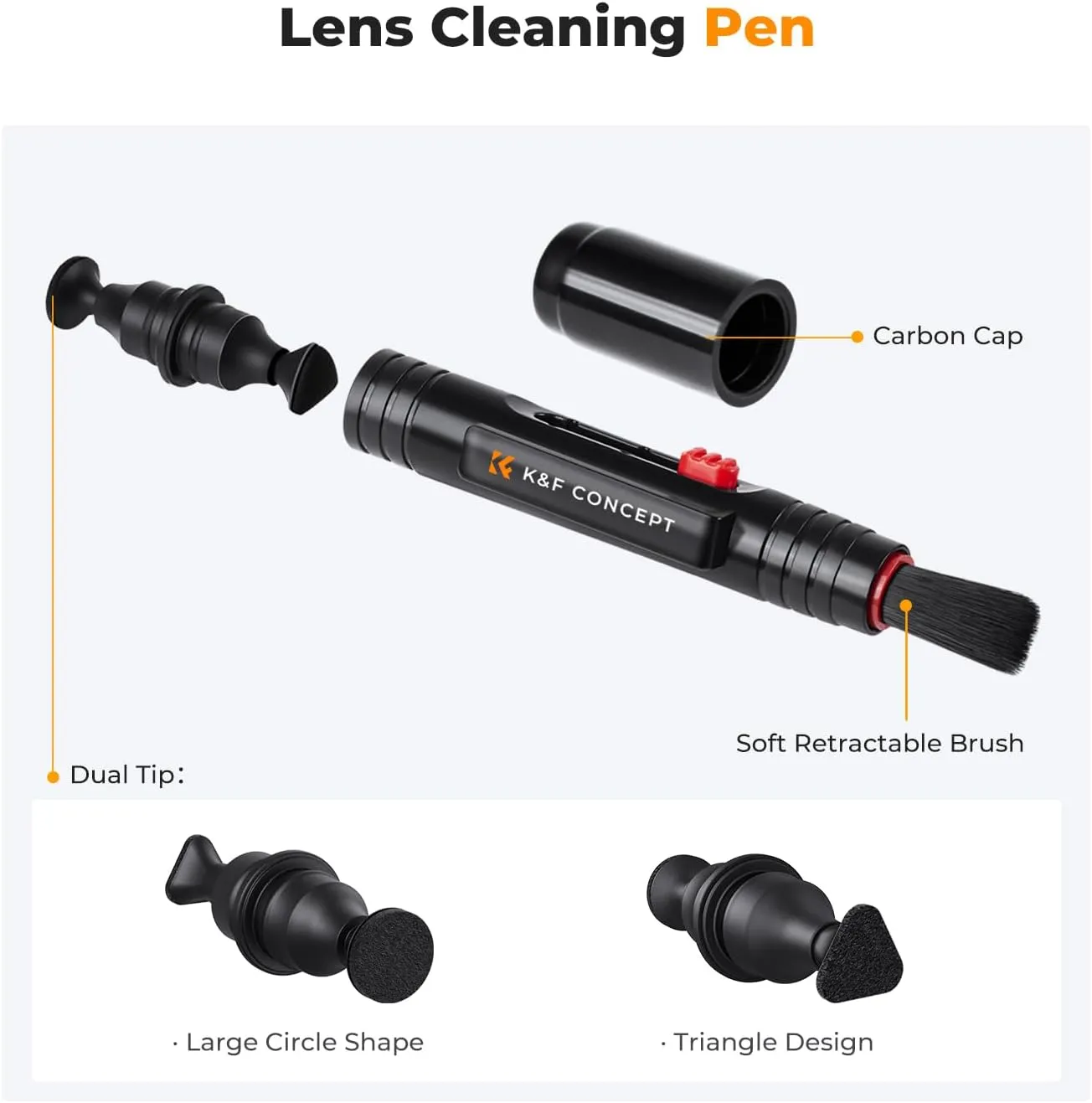 K&F Concept 10-in-1 Camera Lens Cleaning Kit for DSLR Camera Lens Filter Cell Phones with Advanced Silicone Air Blower*1 Short Nozzle*1 Long Nozzle*1 Cleaning Cloth*6 Cleaning Pen*1 15ML Cleaner*1