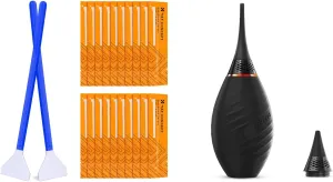 K&F Concept 24mm Full Frame Sensor Cleaning Swab*20 Long Nozzle/Short Nozzle Air Blower Compatible with Nikon Sony Canon DSLR Camera Sensor