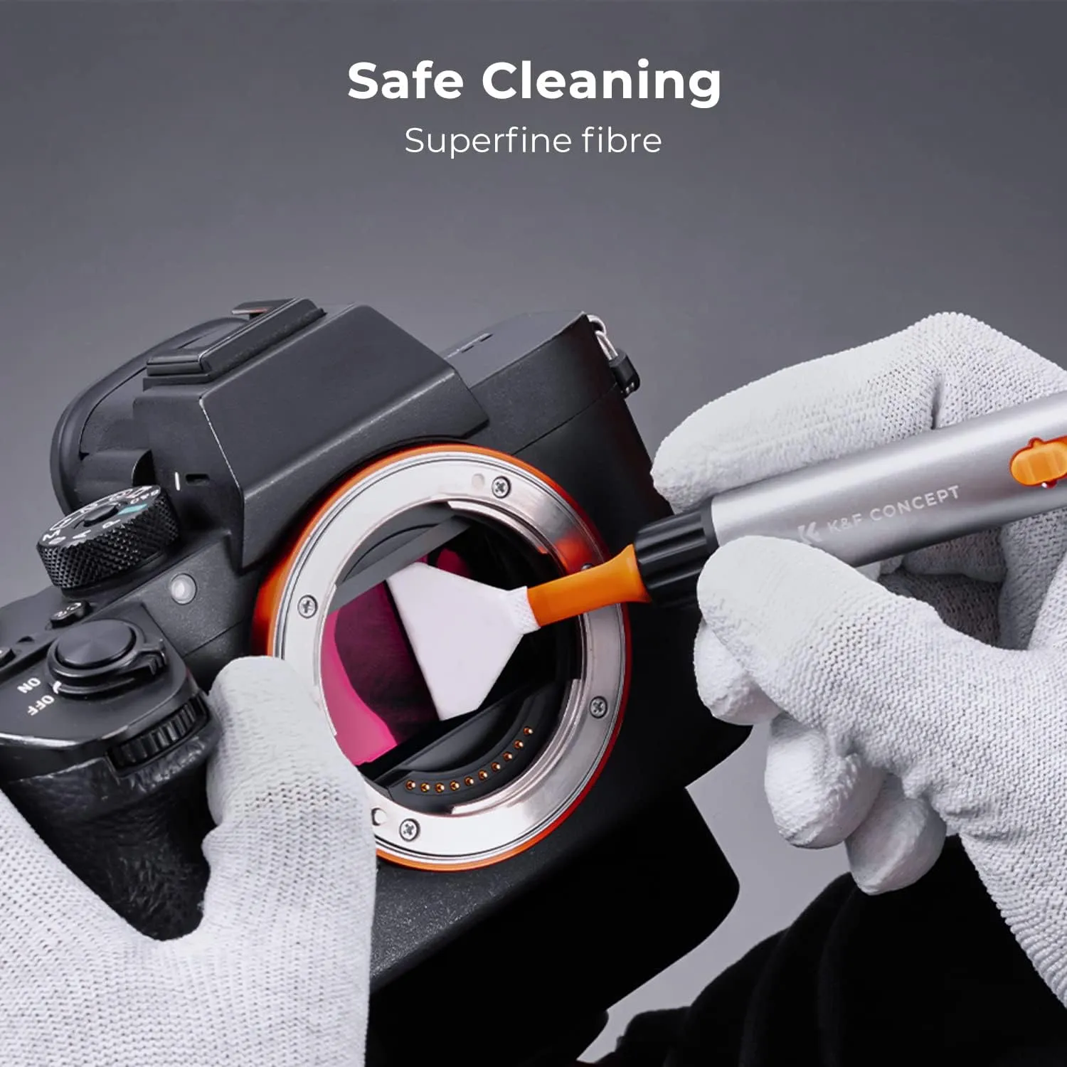 K&F Concept Camera Cleaning Kit, 6 in 1 With Vacuum Cloth*2, Replaceable Pen, Full Frame Wand*2, Silicone Black Air Blow for Canon Nikon Cameras Tool Accessories