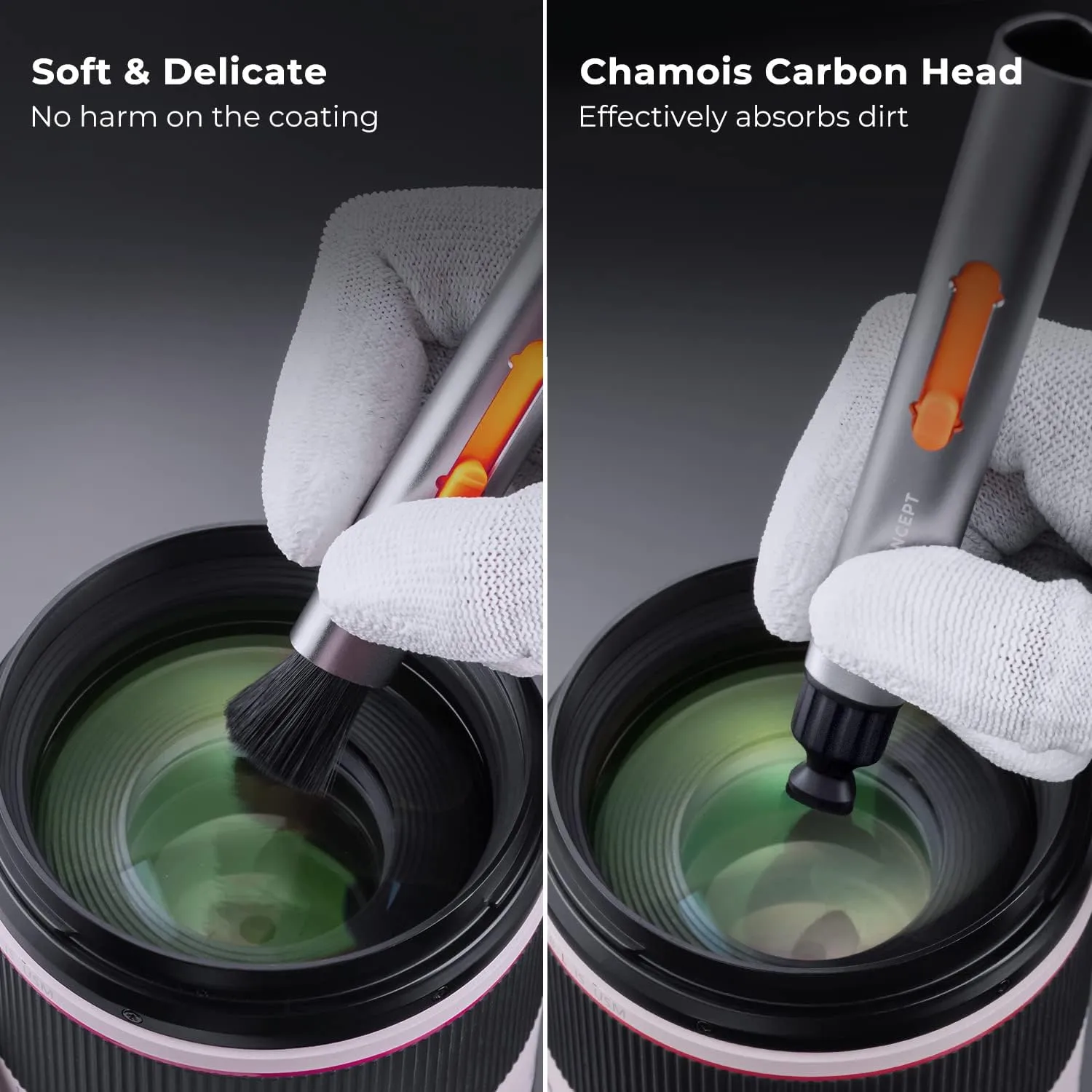 K&F Concept Camera Cleaning Kit, 6 in 1 With Vacuum Cloth*2, Replaceable Pen, Full Frame Wand*2, Silicone Black Air Blow for Canon Nikon Cameras Tool Accessories