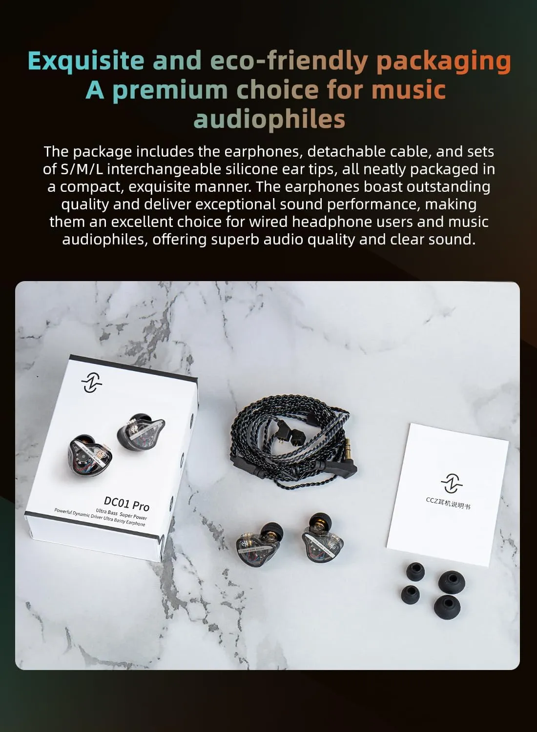 keephifi DC01 Pro IEM Wired Earbuds, 1DD Bass Earbuds Drum Headphone in Ear Monitors, V-Shape Tuning in Ear Gaming Headphones with 2Pin-Z Detachable OFC Cables for Audiphile, Guitar Players