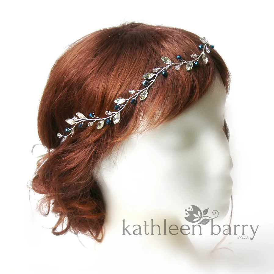 Kerry metallic crystal rhinestone leaf hair vine / wreath - Silver, gold or rose gold