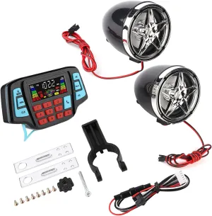 KIMISS Motorcycle Speakers - Waterproof Audio Sound System with Amplifier, BT MP3 Player, USB & Memory Card Support