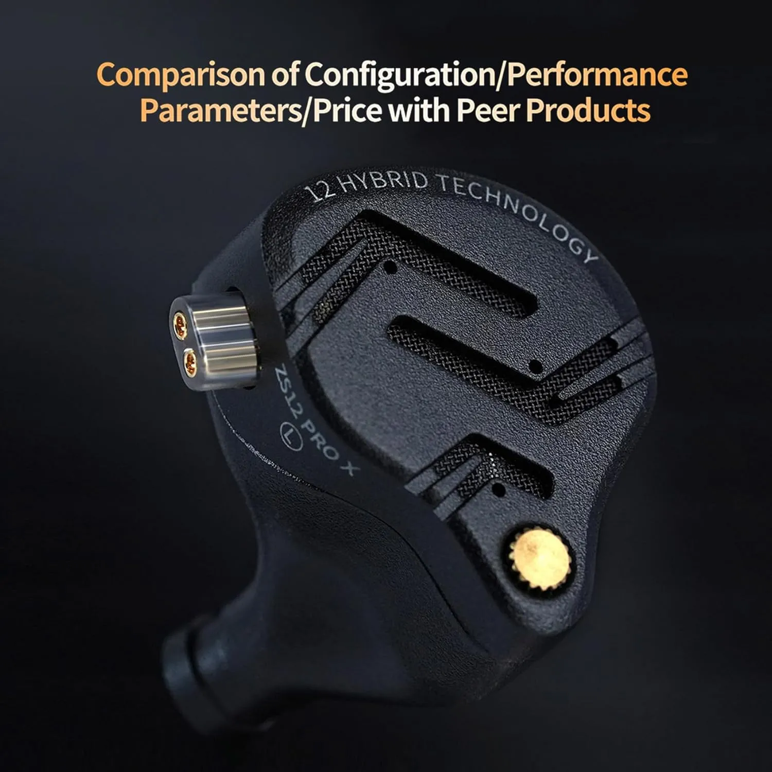 KZ ZS12 PRO X in Ear Monitor IEM Headphones,1DD 5BA Hybrid Wired Gaming Earbuds,KZ in Ear Monitor Gaming Earbuds Earphones with 2PIN Cable for Audiophile (Dark Black, NO Microphone)