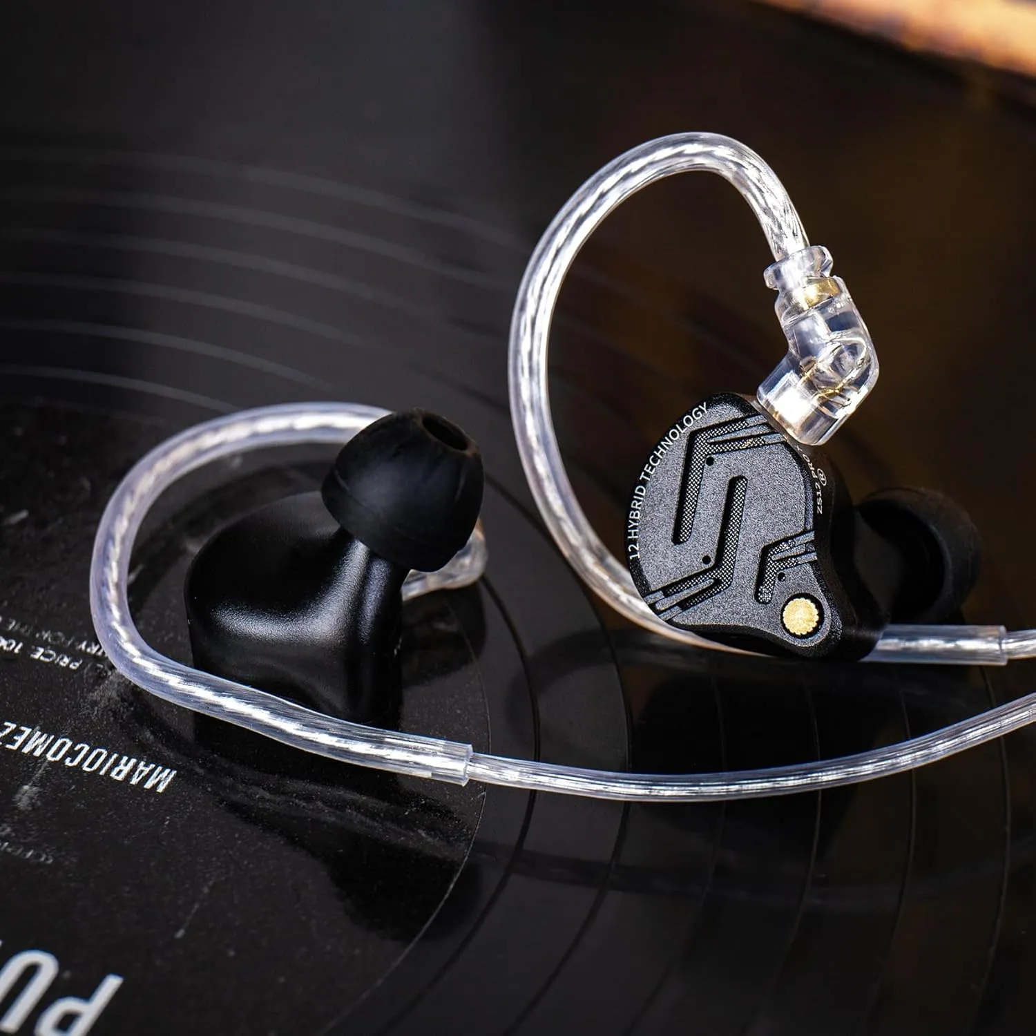 KZ ZS12 PRO X in Ear Monitor IEM Headphones,1DD 5BA Hybrid Wired Gaming Earbuds,KZ in Ear Monitor Gaming Earbuds Earphones with 2PIN Cable for Audiophile (Dark Black, NO Microphone)