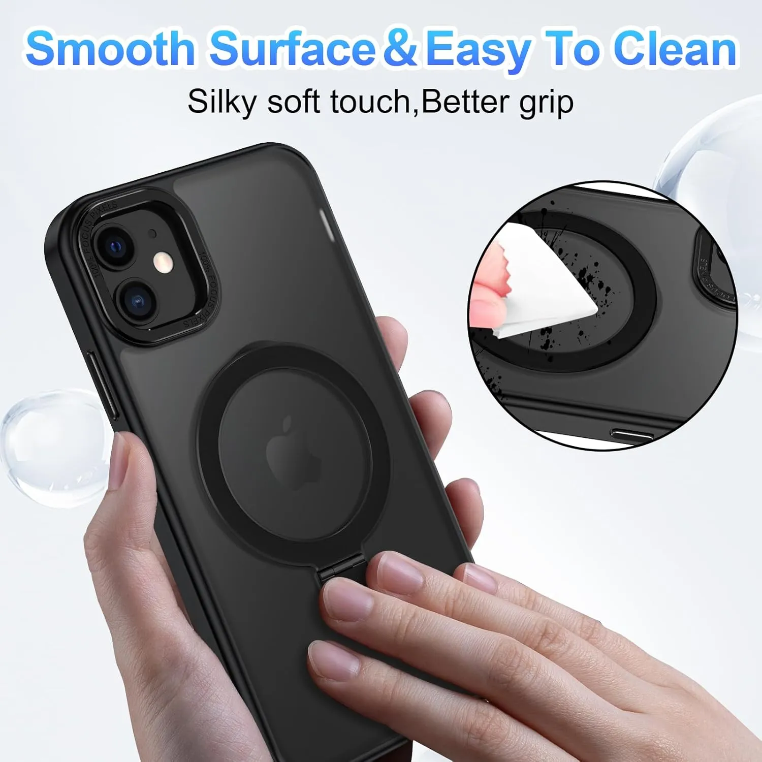 Lamcase for iPhone 12 Case/iPhone 12 Pro Case,with Magnetic Invisible Stand [Military Drop Protection] [Compatible with MagSafe] Shockproof Slim Translucent Anti-Slip with 2 Screen Protector,Black