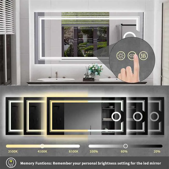 Large Backlit Bathroom Mirror With LED Lights