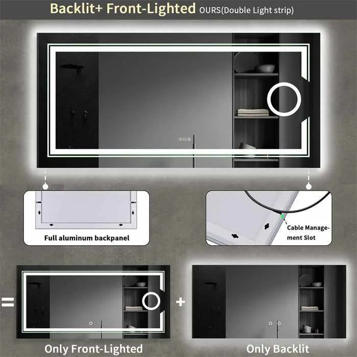 Large Backlit Bathroom Mirror With LED Lights