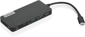 Lenovo  USB-C 7-in-1 Hub  Computer Networking Laptop Accessory  Laptop Docking Station - 4K via HDMI, 3 USB-A devices, 2 SD/TF Card Readers USB-C Power Pass Through