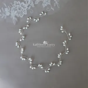 Libby hair wreath headband simple pearl drops available in silver, gold and rose gold