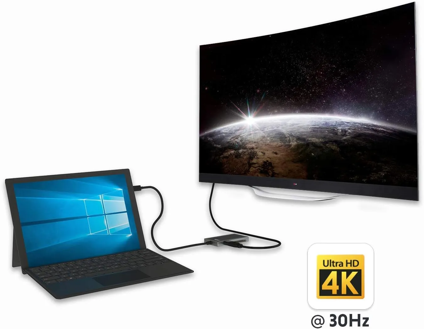 LINKUP - Microsoft Surface GO Compatible Docking Station Hard Drive SDXC USB C Dock | 7-in-1 Expansion Hub | HDMI 4K SD/MicroSD USB-A 3.0 SATA SSD Compact Flash | Compatible with Original Power Plug