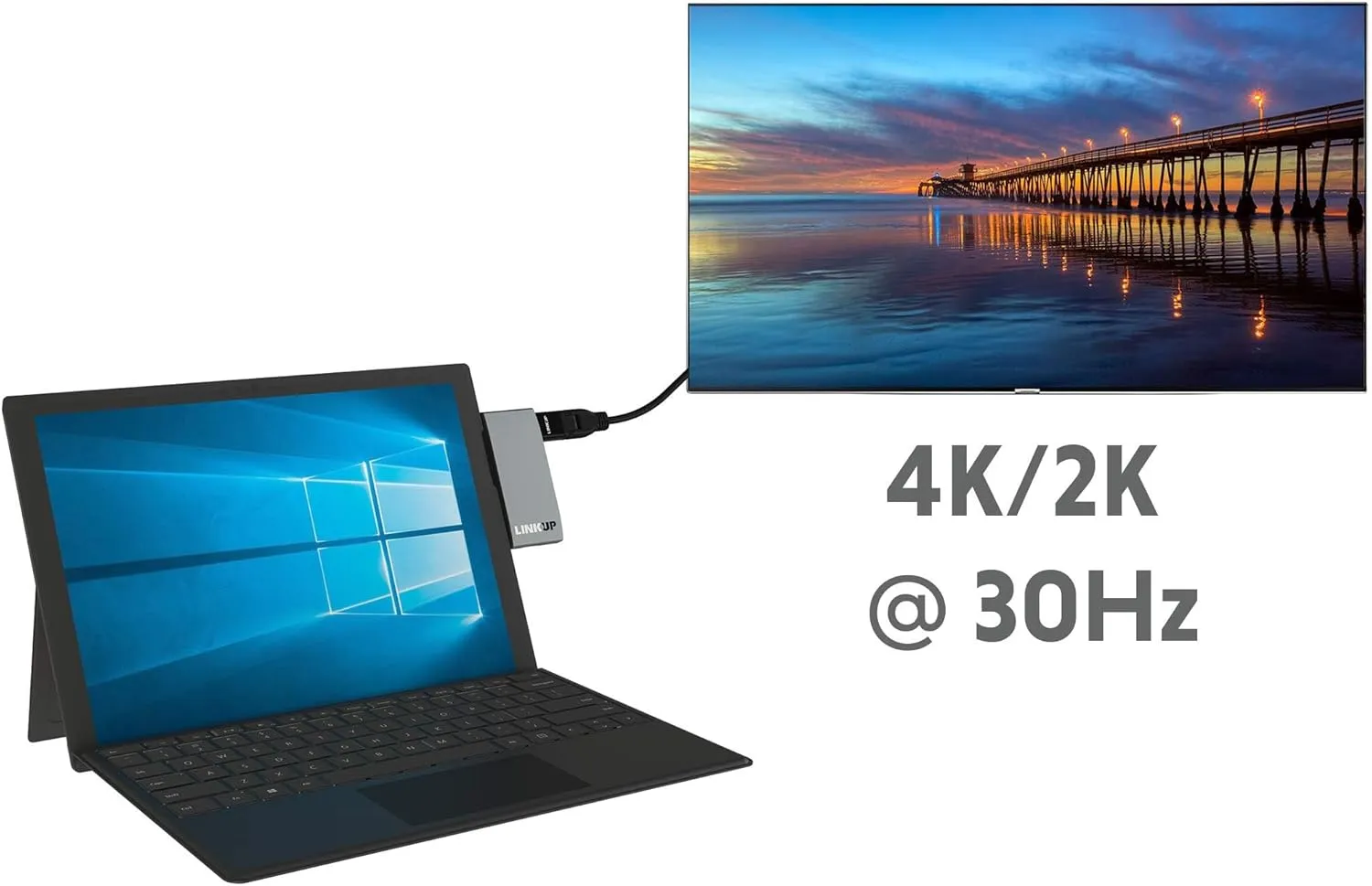 LINKUP - Surface Pro 7 Compatible SD Card Micro Memory Reader Adapter Hub | 6-in-1 Docking Station | 4K HDMI, SD/MicroSD Card Slots, 2 x USB-A 3.0, 1 x USB-C Ports |