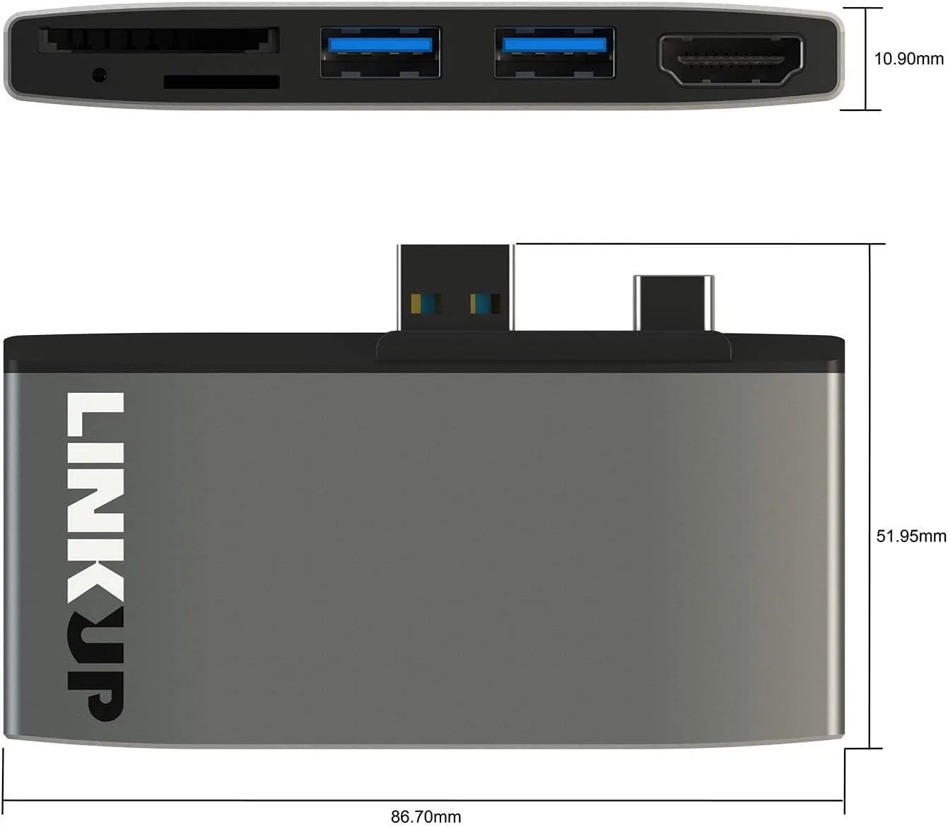 LINKUP - Surface Pro 7 Compatible SD Card Micro Memory Reader Adapter Hub | 6-in-1 Docking Station | 4K HDMI, SD/MicroSD Card Slots, 2 x USB-A 3.0, 1 x USB-C Ports |