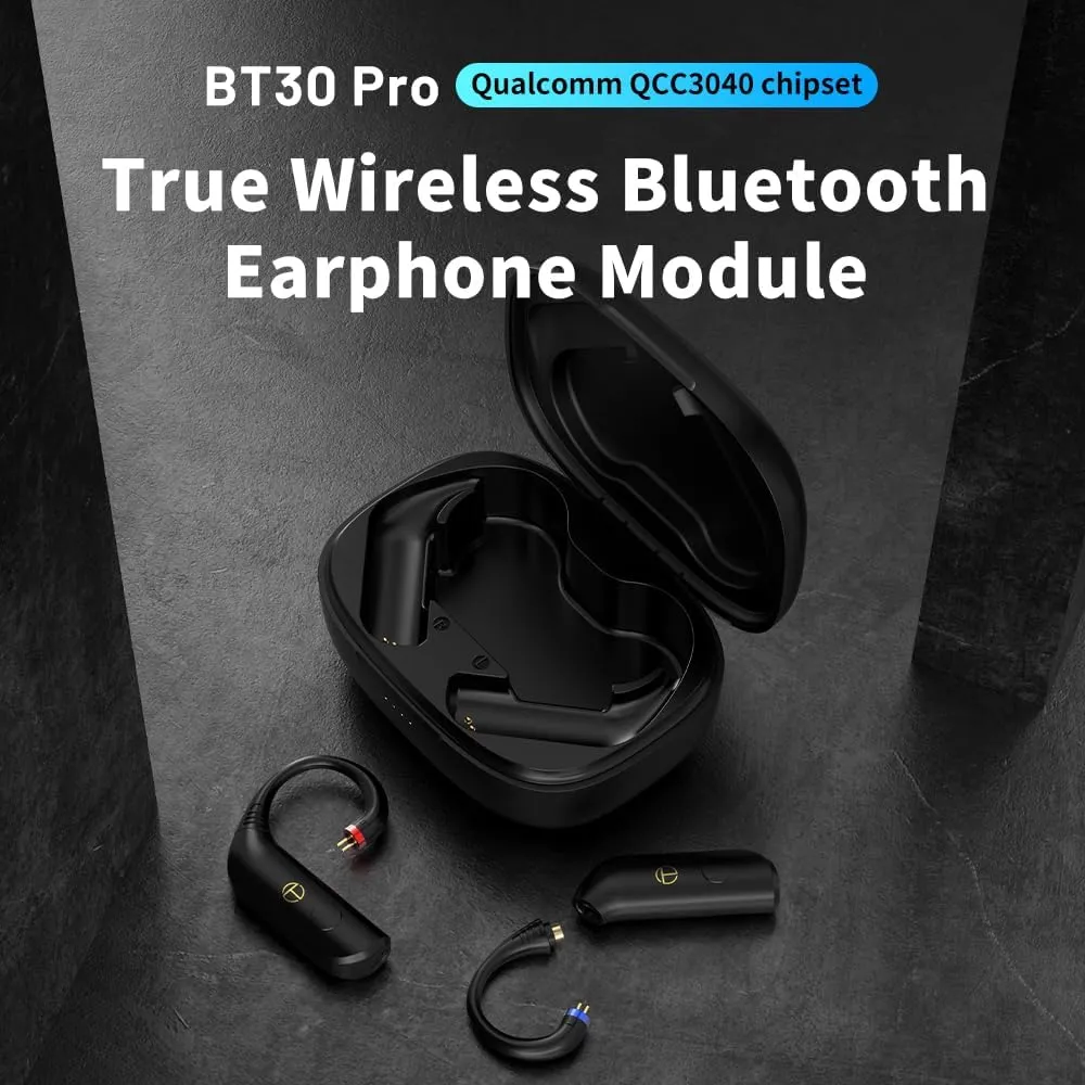 Linsoul TRN BT30 Pro Bluetooth 5.2 Wireless Earhook for IEMs Wired Earphones, Upgraded CVC 8.0 Noise Cancellation Technology, Long Battery Life with Charging Case (MMCX)