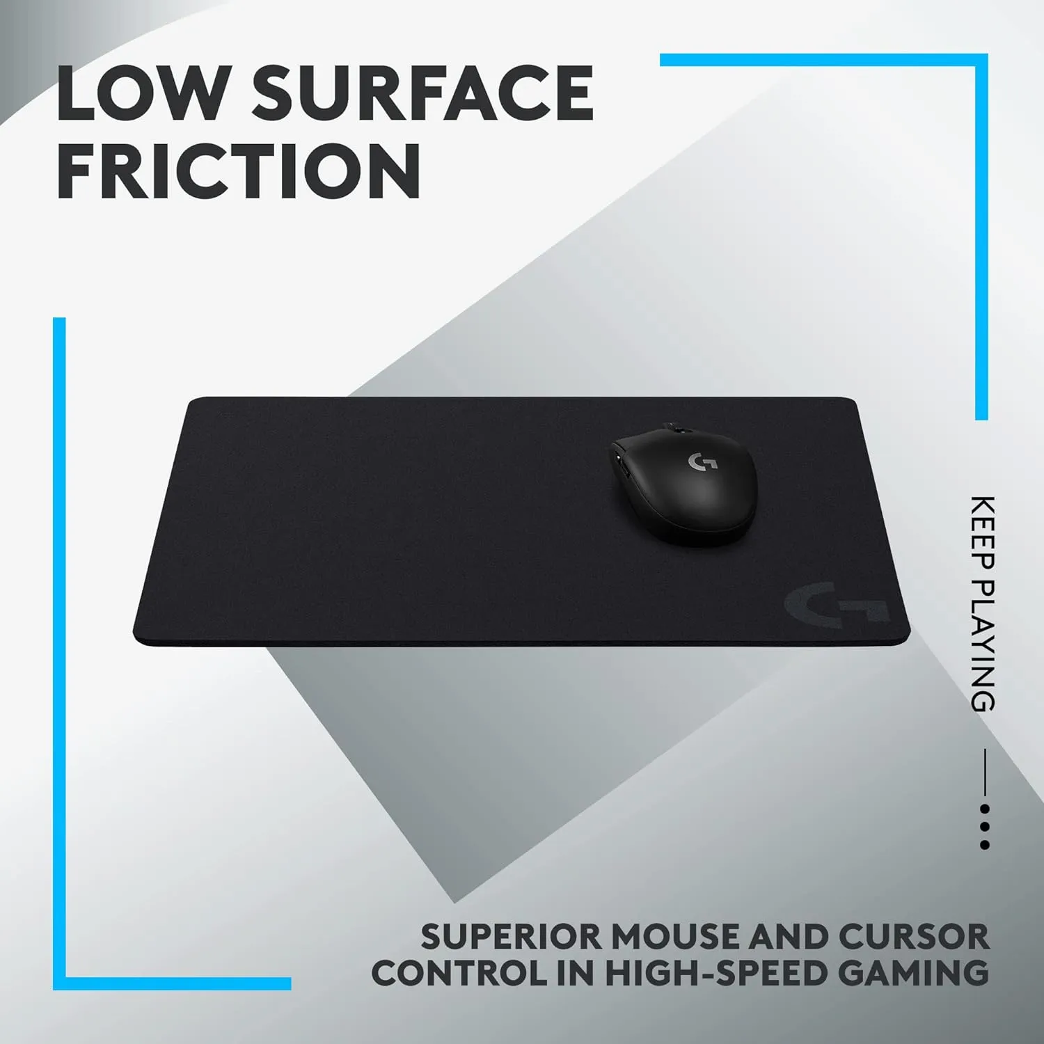 Logitech G440 Hard Gaming Mouse Pad, Optimized for Gaming Sensors, Moderate Surface Friction, Non-Slip Mouse Mat - Black