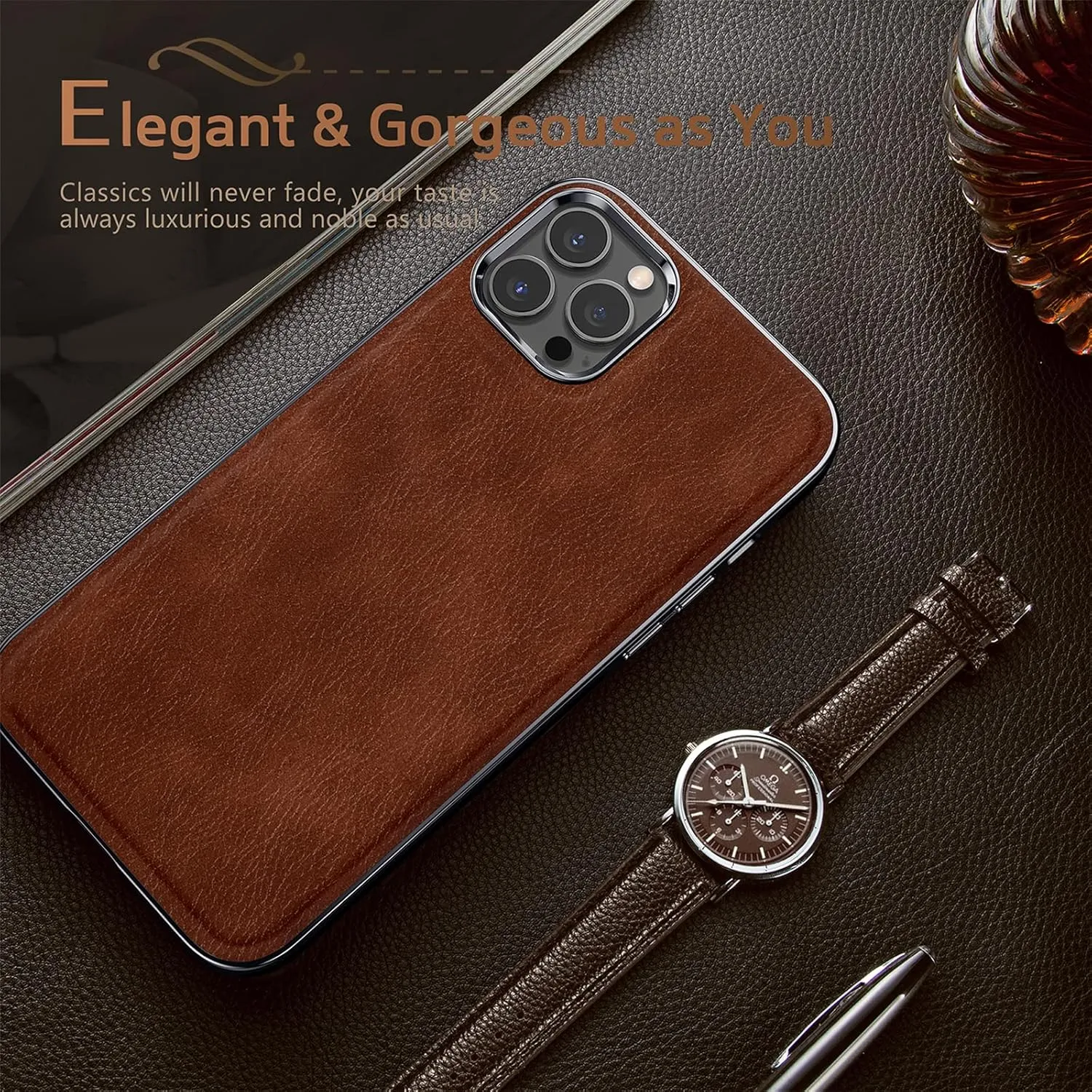 LOHASIC for iPhone 14 Pro Case, Compatible with MagSafe Premium PU Leather Luxury Business Protective Grip Magnetic Back Cover Men Women Cases for iPhone 14 Pro 6.1" - Dark Brown