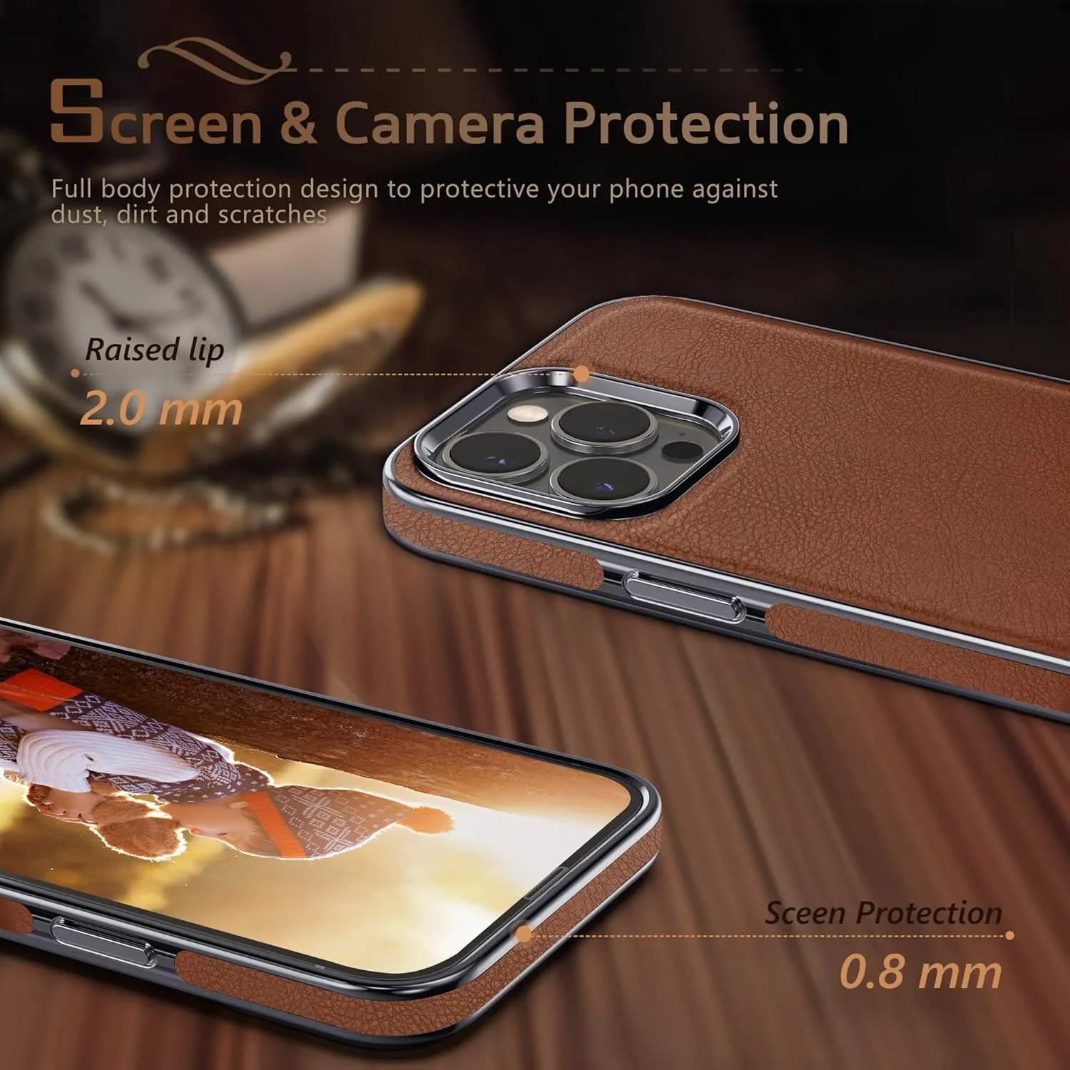 LOHASIC Magnetic Designed for iPhone 13 Pro Max Case, Luxury Elegant Leather [Compatible with MagSafe] Protective Phone Cases for iPhone 13 Pro Max 6.7 inch - Brown