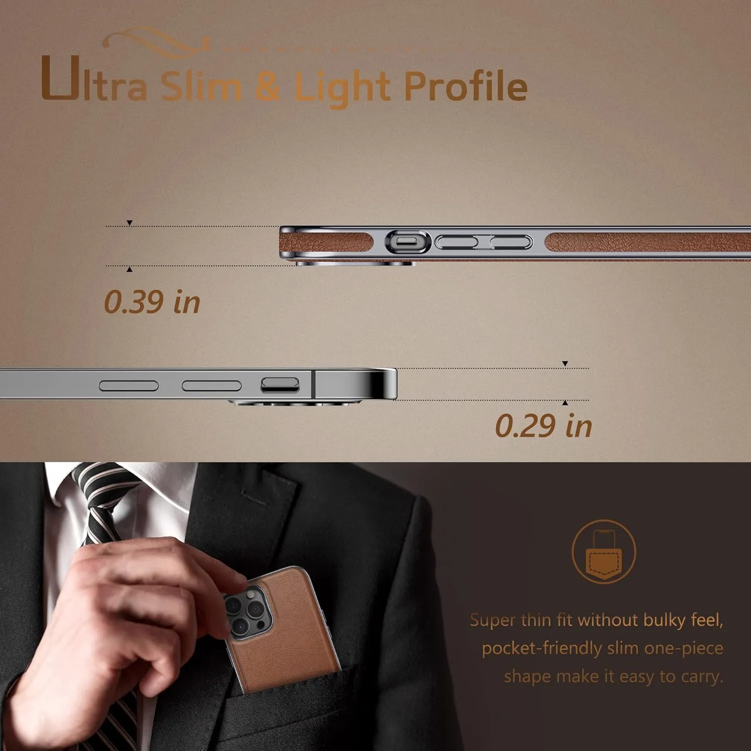 LOHASIC Magnetic Designed for iPhone 13 Pro Max Case, Luxury Elegant Leather [Compatible with MagSafe] Protective Phone Cases for iPhone 13 Pro Max 6.7 inch - Brown