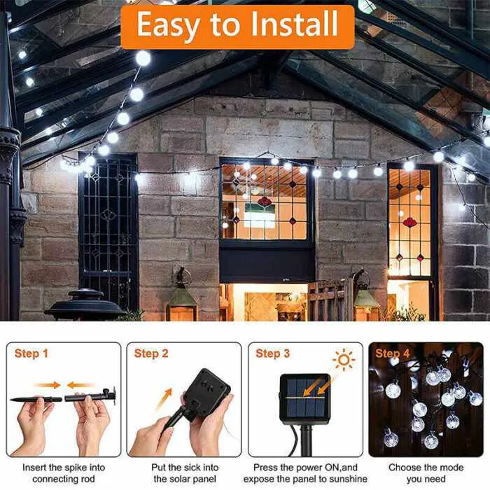 LunaLight 50 LEDs Solar Powered String Lights