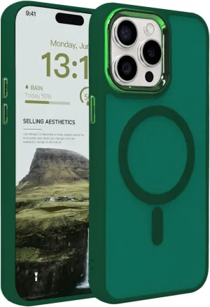Magnetic Case for iPhone 13 [MagSafe Compatible] - Translucent Matte Slim Thin Shockproof Protective Cover for Women, Men, and Girls, Compatible with iPhone 13, Green