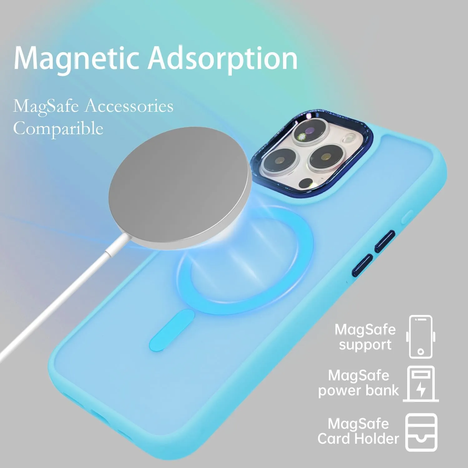 Magnetic Case for iPhone 13 [MagSafe Compatible] - Translucent Matte Slim Thin Shockproof Protective Cover for Women, Men, and Girls, Compatible with iPhone 13, Lake Blue