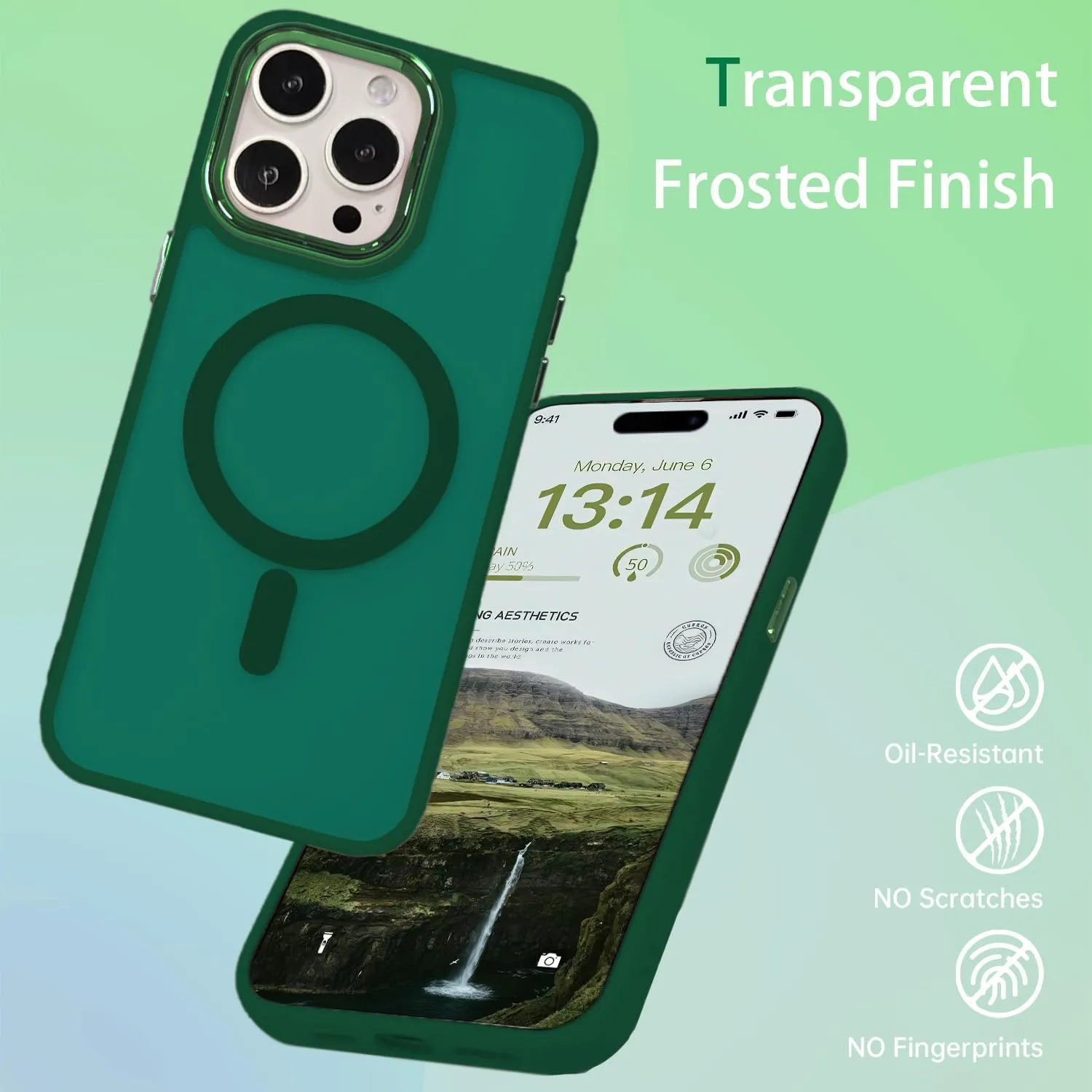 Magnetic Case for iPhone XR [MagSafe Compatible] - Translucent Matte Slim Thin Shockproof Protective Cover for Women, Men, and Girls, Compatible with iPhone XR, Green
