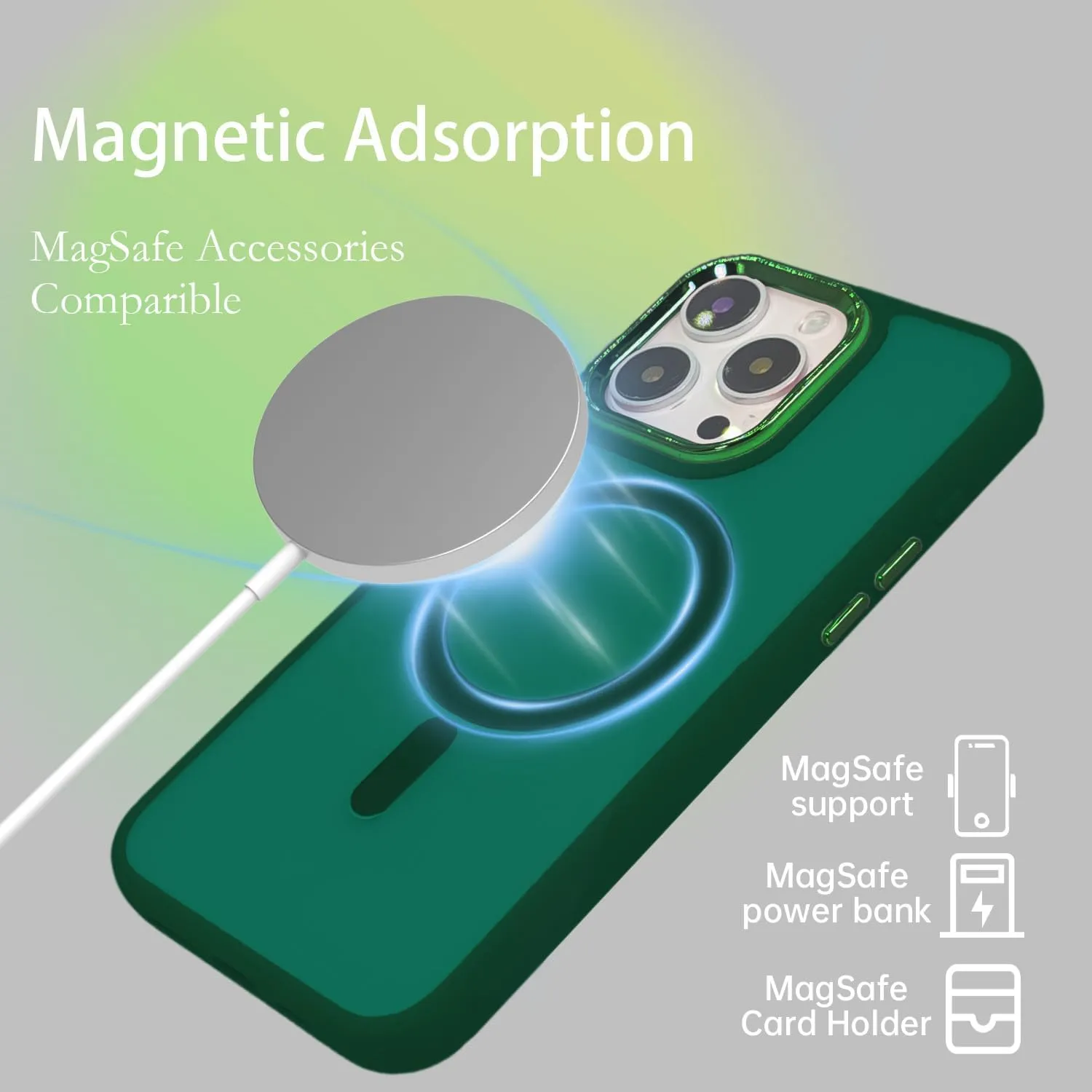 Magnetic Case for iPhone XR [MagSafe Compatible] - Translucent Matte Slim Thin Shockproof Protective Cover for Women, Men, and Girls, Compatible with iPhone XR, Green