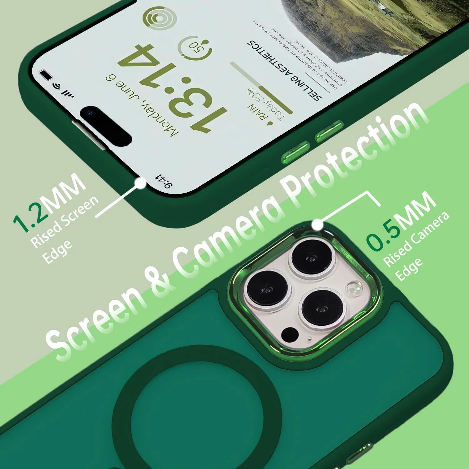 Magnetic Case for iPhone XR [MagSafe Compatible] - Translucent Matte Slim Thin Shockproof Protective Cover for Women, Men, and Girls, Compatible with iPhone XR, Green