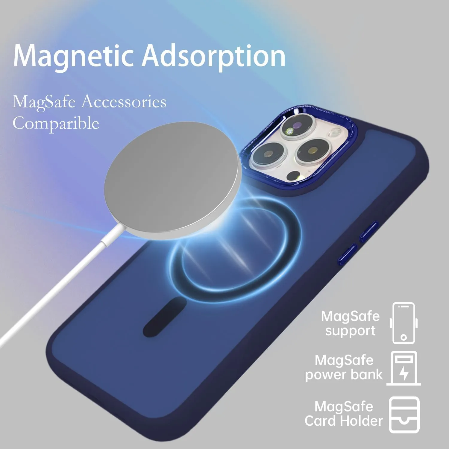 Magnetic Case for iPhone XR [MagSafe Compatible] - Translucent Matte Slim Thin Shockproof Protective Cover for Women, Men, and Girls, Compatible with iPhone XR, Navy Blue