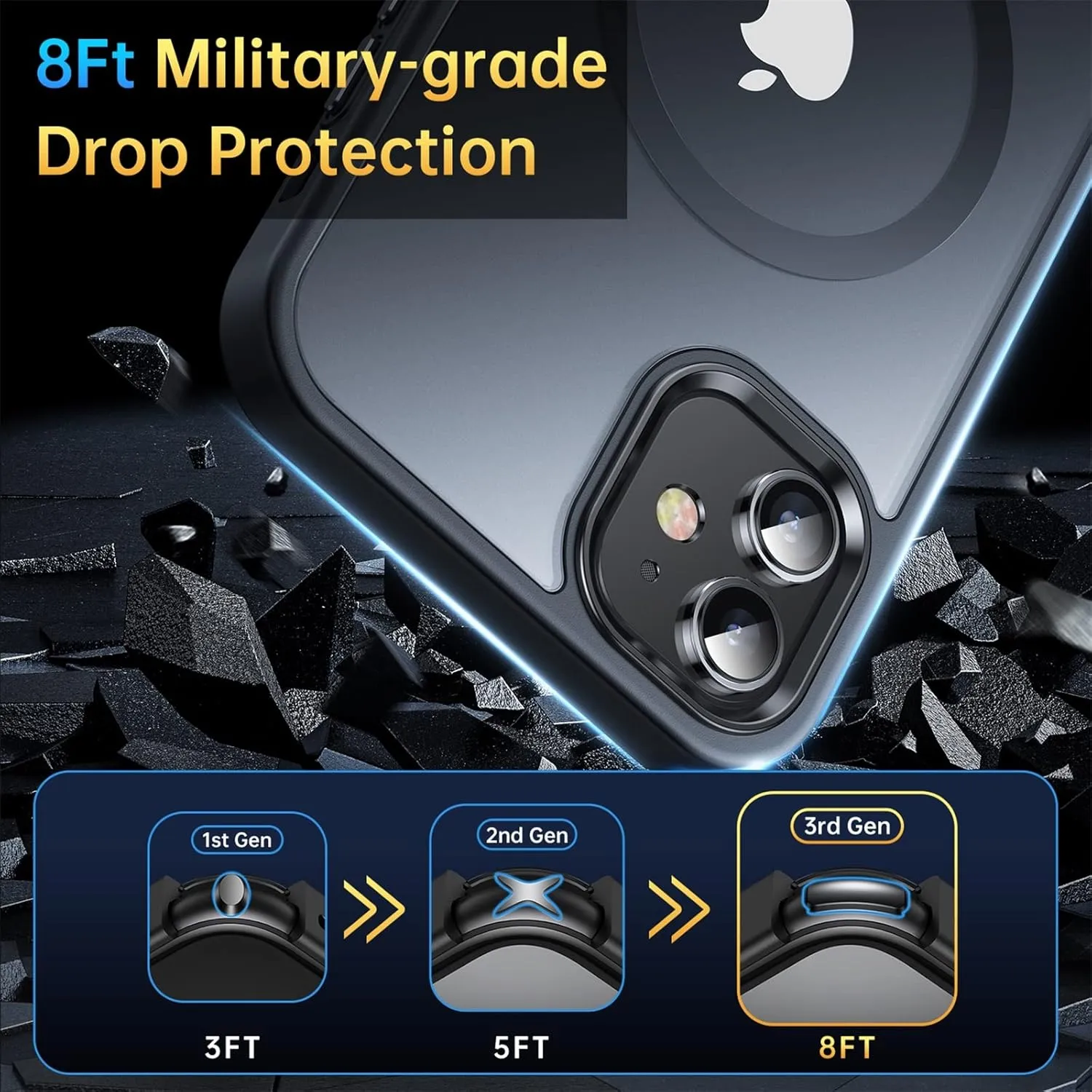 Magnetic for iPhone 11 Case, [Military Grade Drop Tested] [Compatible with MagSafe] Shockproof Translucent Hard Back Soft Slim Protective Case for iPhone 11, Black