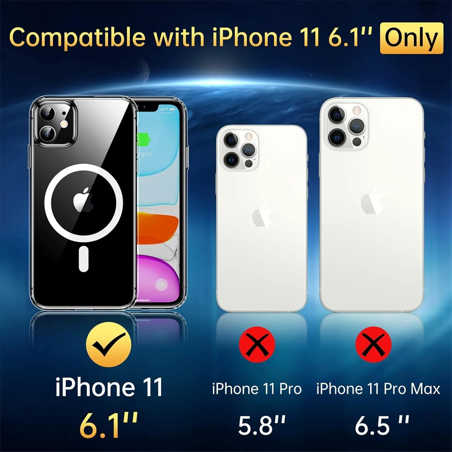 Magnetic for iPhone 11 Case, [Military Grade Drop Tested] [Compatible with MagSafe] Shockproof Translucent Hard Back Soft Slim Protective Case for iPhone 11, Clear