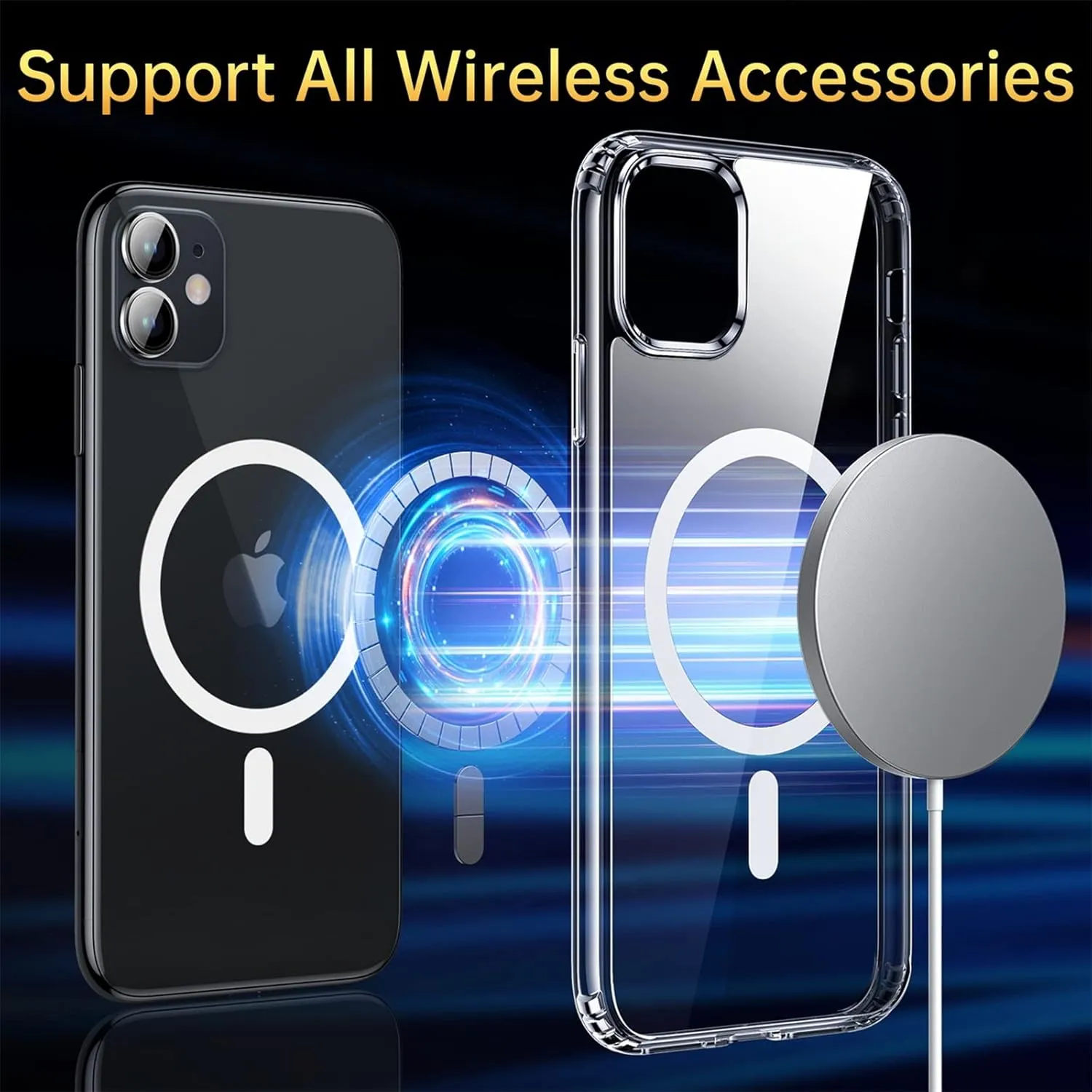 Magnetic for iPhone 11 Case, [Military Grade Drop Tested] [Compatible with MagSafe] Shockproof Translucent Hard Back Soft Slim Protective Case for iPhone 11, Clear