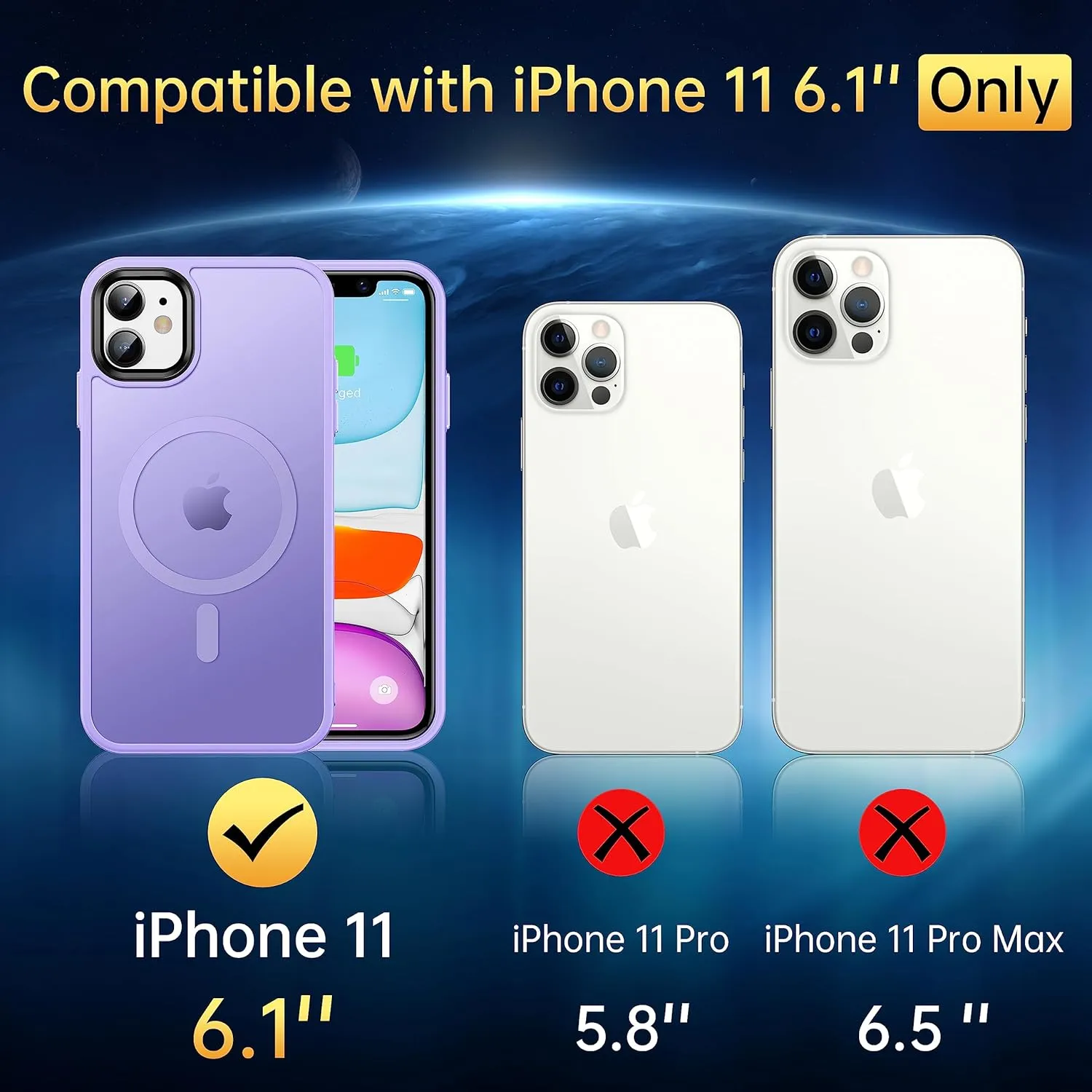 Magnetic for iPhone 11 Case, [Military Grade Drop Tested] [Compatible with MagSafe] Shockproof Translucent Hard Back Soft Slim Protective Case for iPhone 11, Light Purple