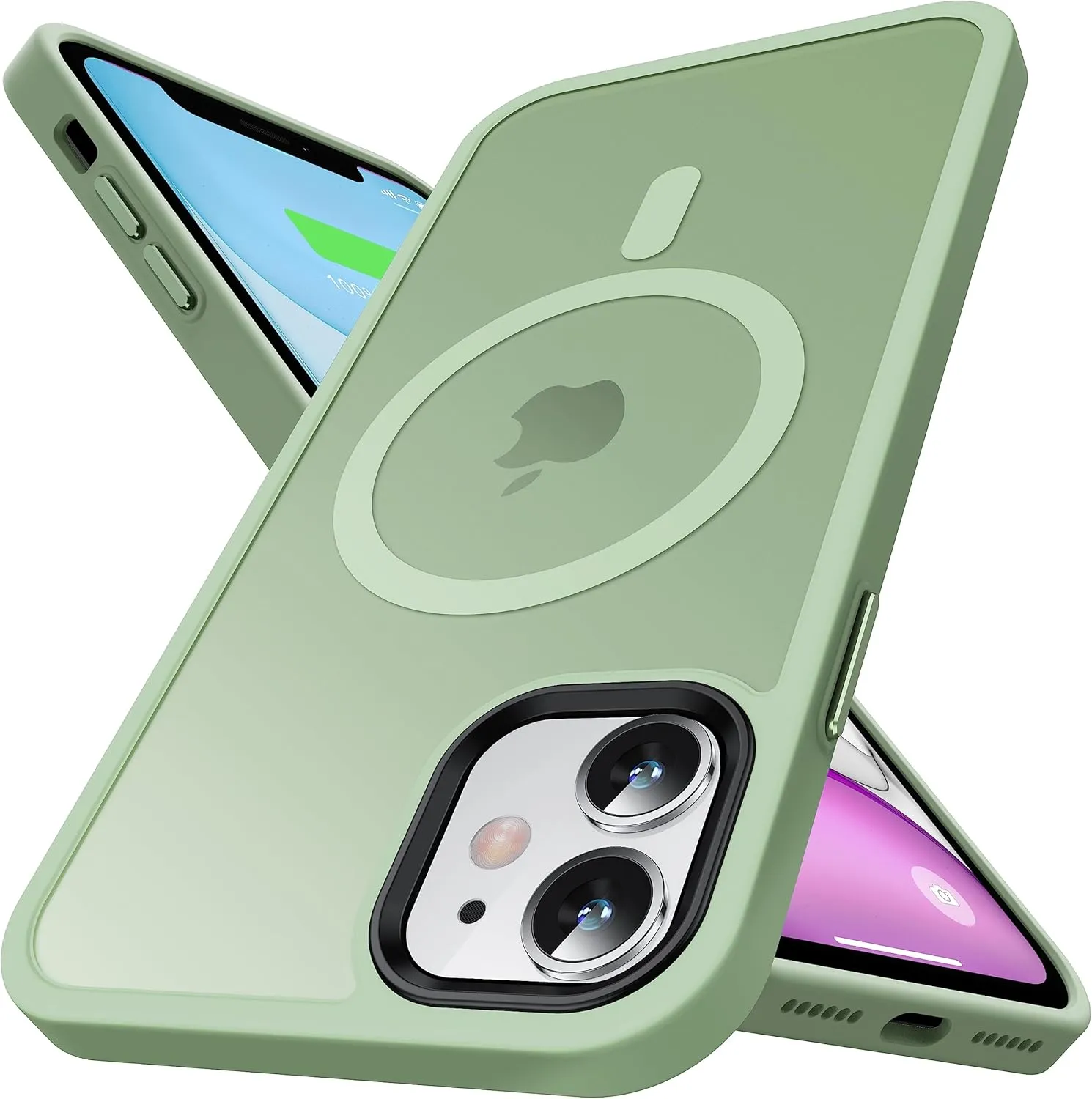 Magnetic for iPhone 11 Case, [Military Grade Drop Tested] [Compatible with MagSafe] Shockproof Translucent Hard Back Soft Slim Protective Case for iPhone 11, Matcha Green