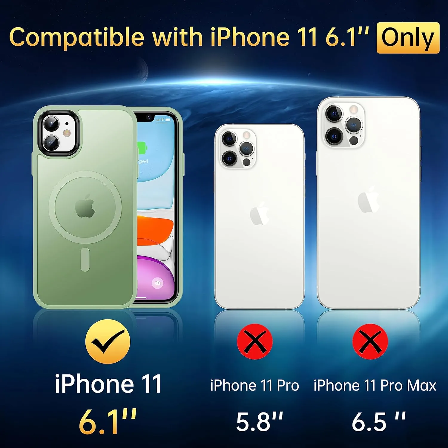 Magnetic for iPhone 11 Case, [Military Grade Drop Tested] [Compatible with MagSafe] Shockproof Translucent Hard Back Soft Slim Protective Case for iPhone 11, Matcha Green