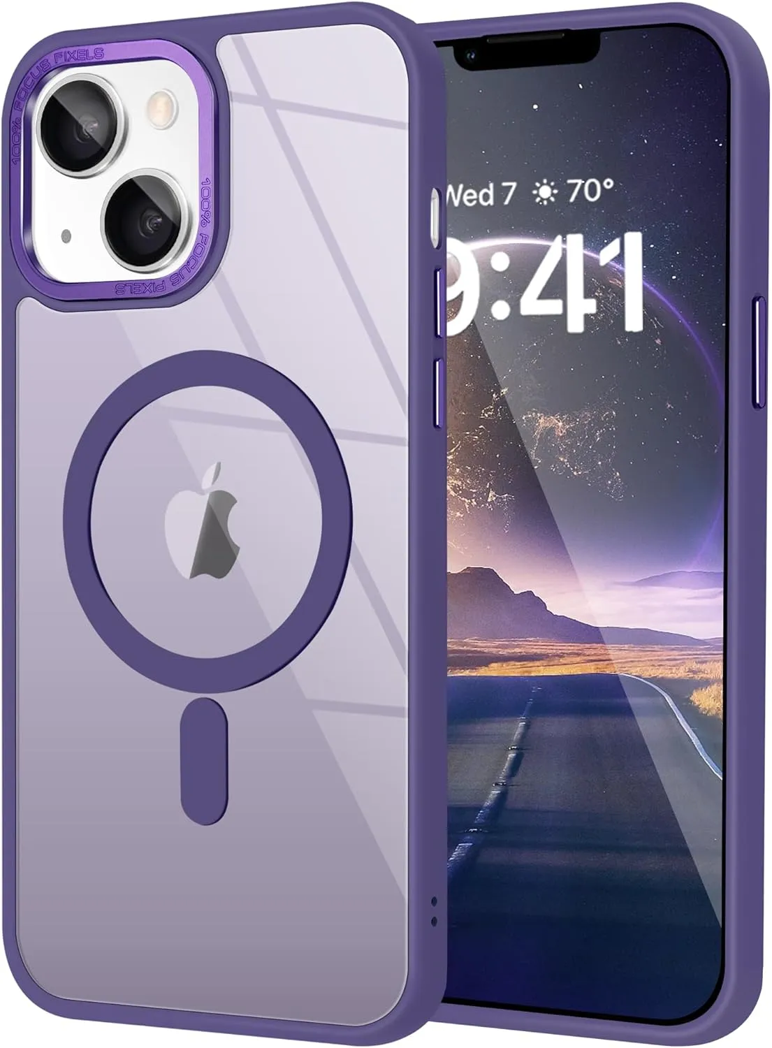 Magnetic for iPhone 14 Case & iPhone 13 Case,[MIL-Grade Drop Tested] [Compatible with MagSafe] Thin Translucent Matte Phone Case Women Men Shockproof Cover for iPhone 13/14,6.1",Deep Purple