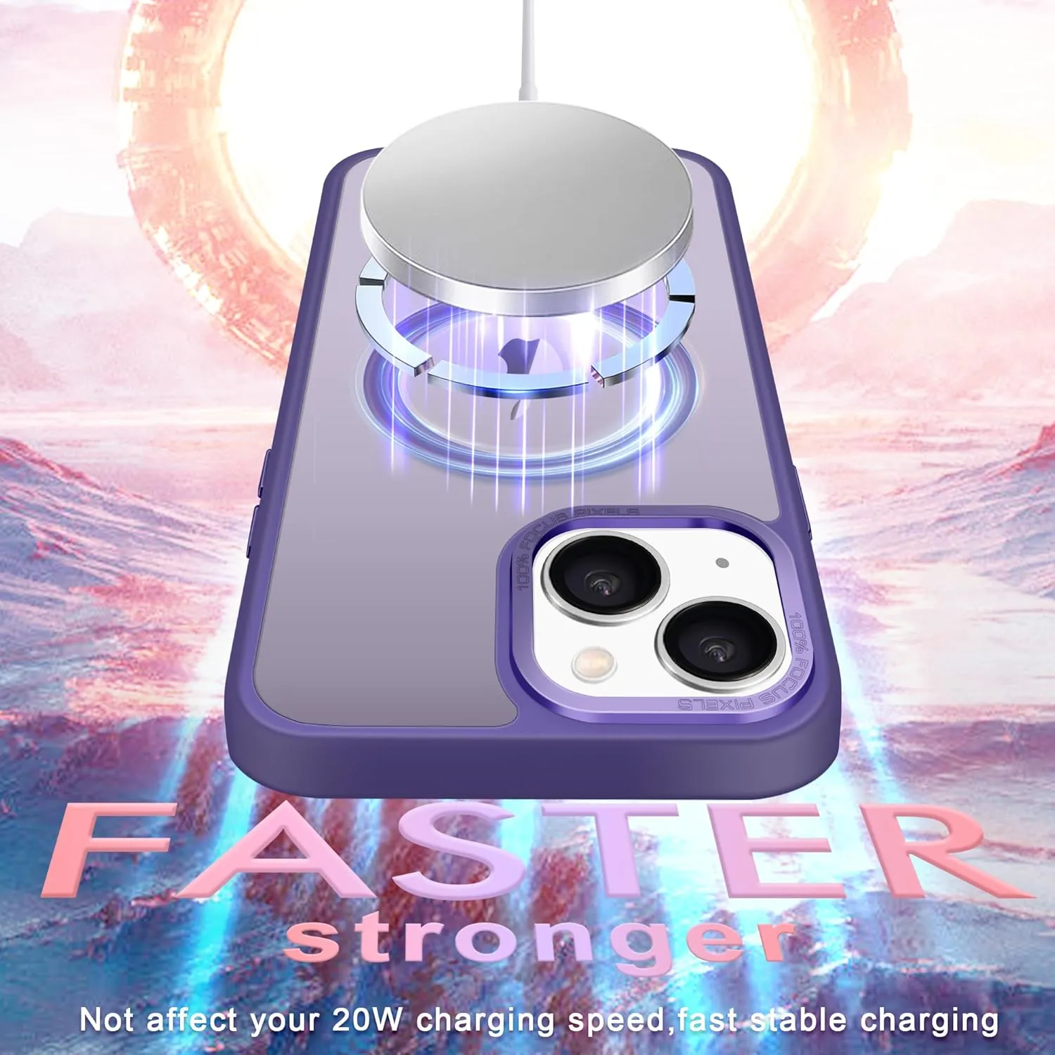 Magnetic for iPhone 14 Case & iPhone 13 Case,[MIL-Grade Drop Tested] [Compatible with MagSafe] Thin Translucent Matte Phone Case Women Men Shockproof Cover for iPhone 13/14,6.1",Deep Purple